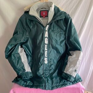 Vintage NFL Eagles Coat sz Lg Football Fan Authentic NFL Brand Dark Green n Gray